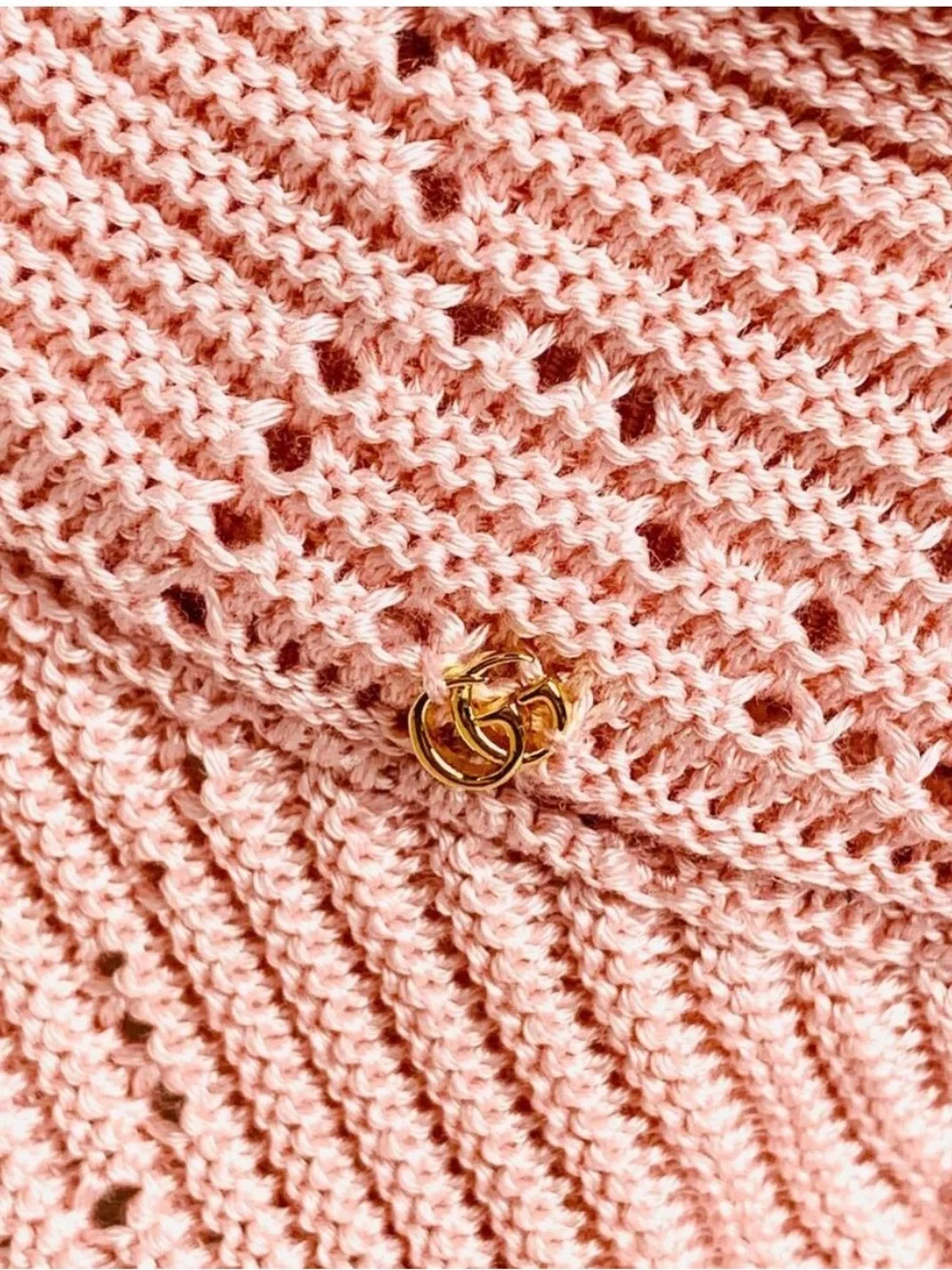 Gucci GG Pink $450 Malibu Crochet Cable Knit Bucket Hat XL NWOT - Picture 2 of 11